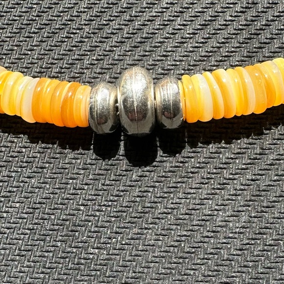 Hand Crafted Unique Earth “One of a Kind” Yellow Shell $ Sterling Silver Choker - Picture 3 of 3